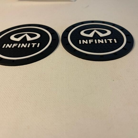 Infinity Car Cup Coasters in black set of 2 NWT - Picture 2 of 4